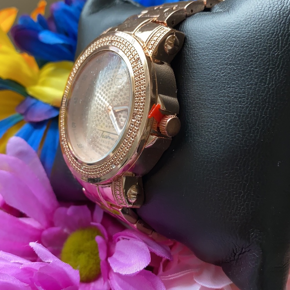 NEW* MEN ROSE GOLD BIG FACE BLING WATCH - Picture 5 of 8